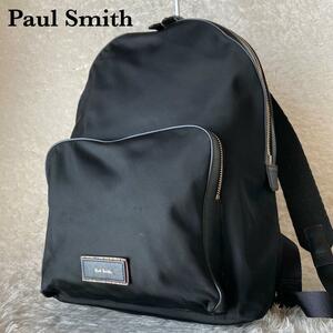 【美品】 Paul Smith ポールスミス リュック バックパック マルチストライプ 大容量 メンズ ビジネス レザー ブラック 黒 カバン 鞄