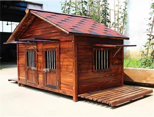 品質保証★犬小屋 ドッグパーク 室外 屋外 DIY 大型犬舎 ペットハウス 屋外用 木製 ドアと窓付きの犬用 ドッグハウス 128*80*86cm