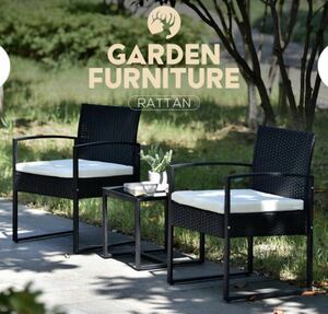 新品　ガーデンファニチャー　ガーデンテーブル　ガーデンチェア　3点セット　グレー