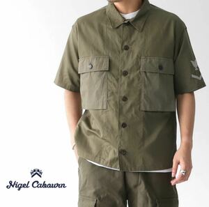 ほぼ新品 Nigel Cabourn ユーティリティシャツ 48 ナイジェル ARMY シャツジャケット ミリタリー 半袖シャツ