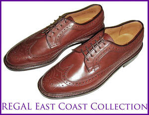 新品 26cmEE リーガル イーストコーストコレクション ロングウィングチップ マホガニー バーガンディ 赤茶 REGAL East Coast Collection 靴