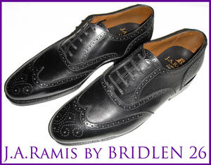 新品 J.A.Ramis ブリドレン製 UK8 26cm程度 フルブローグ ウィングチップ ブラック 黒 BRIDLEN JAラミス 靴