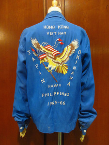ビンテージ60s●ミリタリースーベニアジャケット青●230521i2-m-jk-svr日本沖縄ウールジップアップブルゾンブルー刺繍