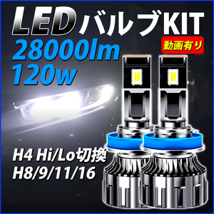 LEDヘッドライト フォグランプ LED H4/H8/H9/H11/H16/ バルブ 120W 28000lm 6000ｋ 白 ホワイト新基準車検対応 おすすめ明るい プリウス