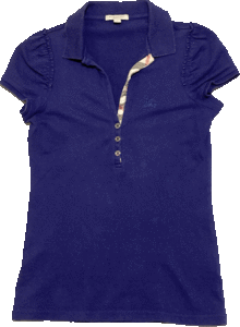 ☆バーバリーBURBERRY BRIT　イタリアンカラー鹿の子ポロシャツ　ホースマーク刺繍入り　紫紺　S☆
