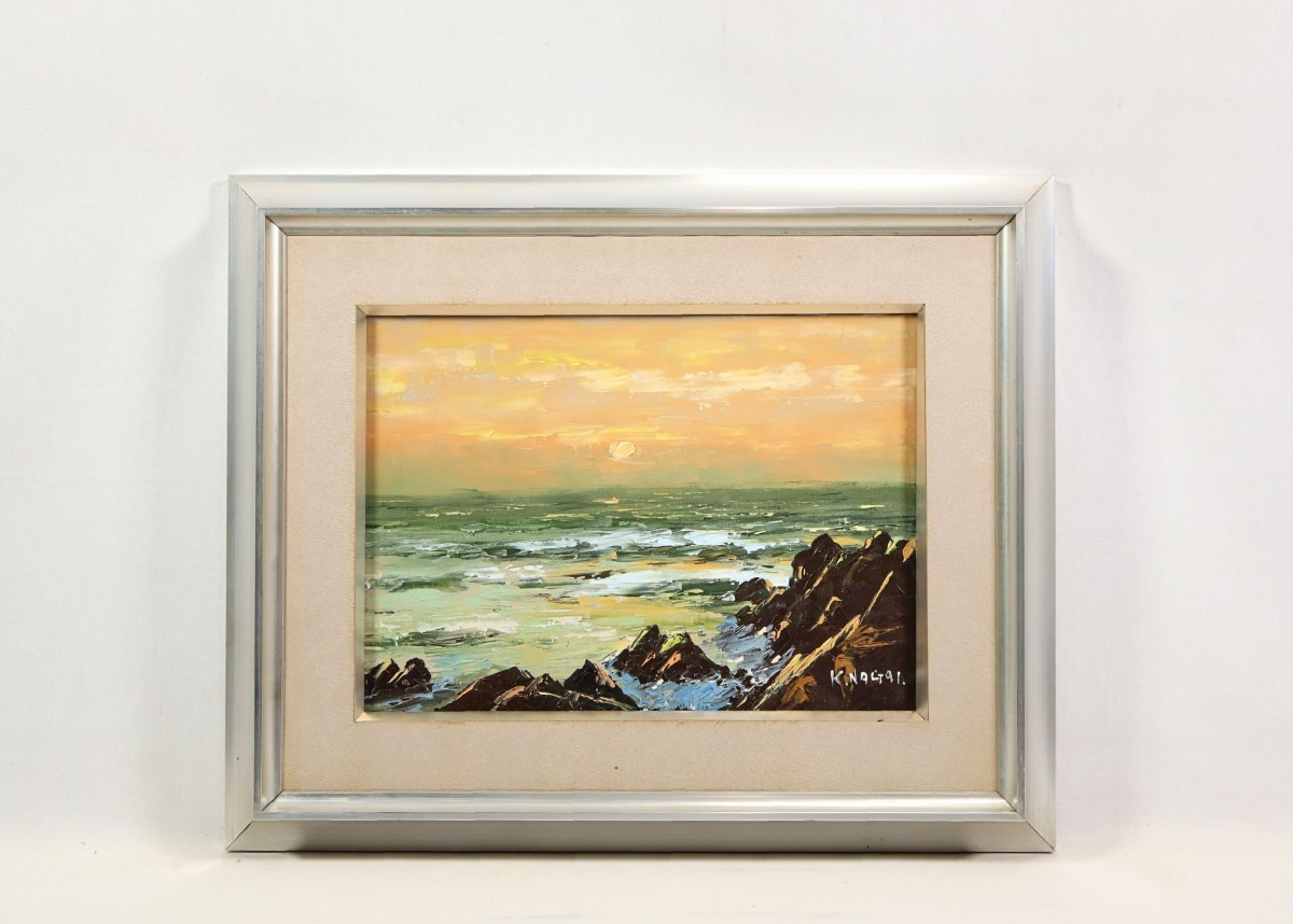 永井二郎、【鳥をかく少年】、希少な額装用画集より、新品額装付 永井)