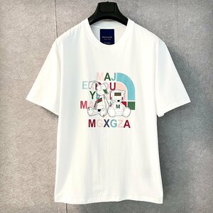 個性・半袖Tシャツ 定価2万◆Emmauela・イタリア・ミラノ発◆コットン100％ ソフト T-shirt 男女兼用 Bearbrick/ベアブリック L/48サイズ