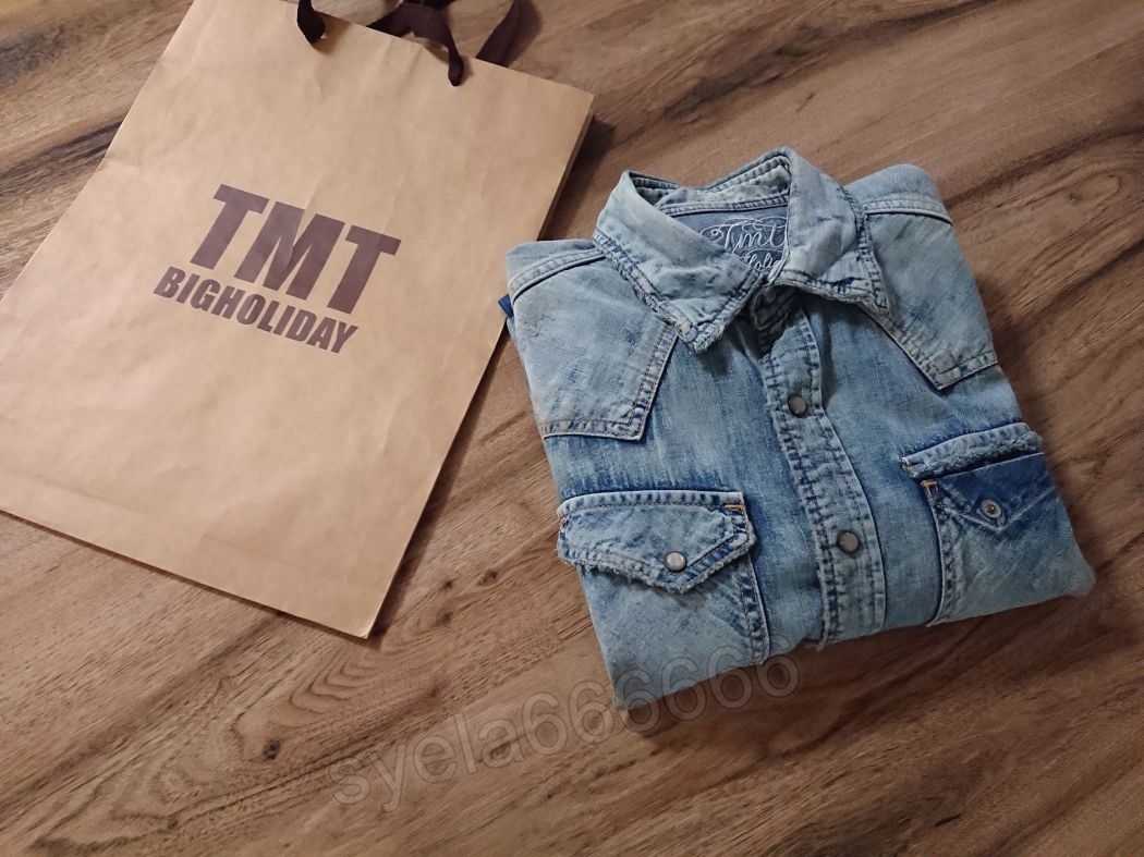 購入・価格比較』 TMT クラッシュ デニムシャツ M 加工 チェーン刺繍