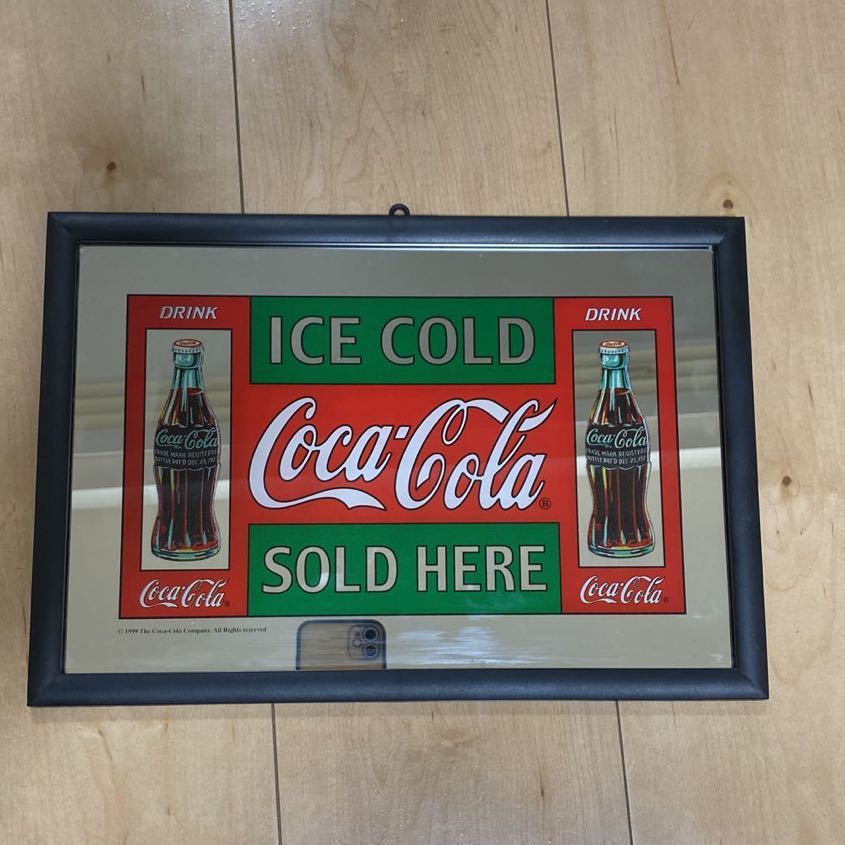 Coca-Cola パブミラー 木製フレーム 幅47×奥1×高57cm コカ・コーラ