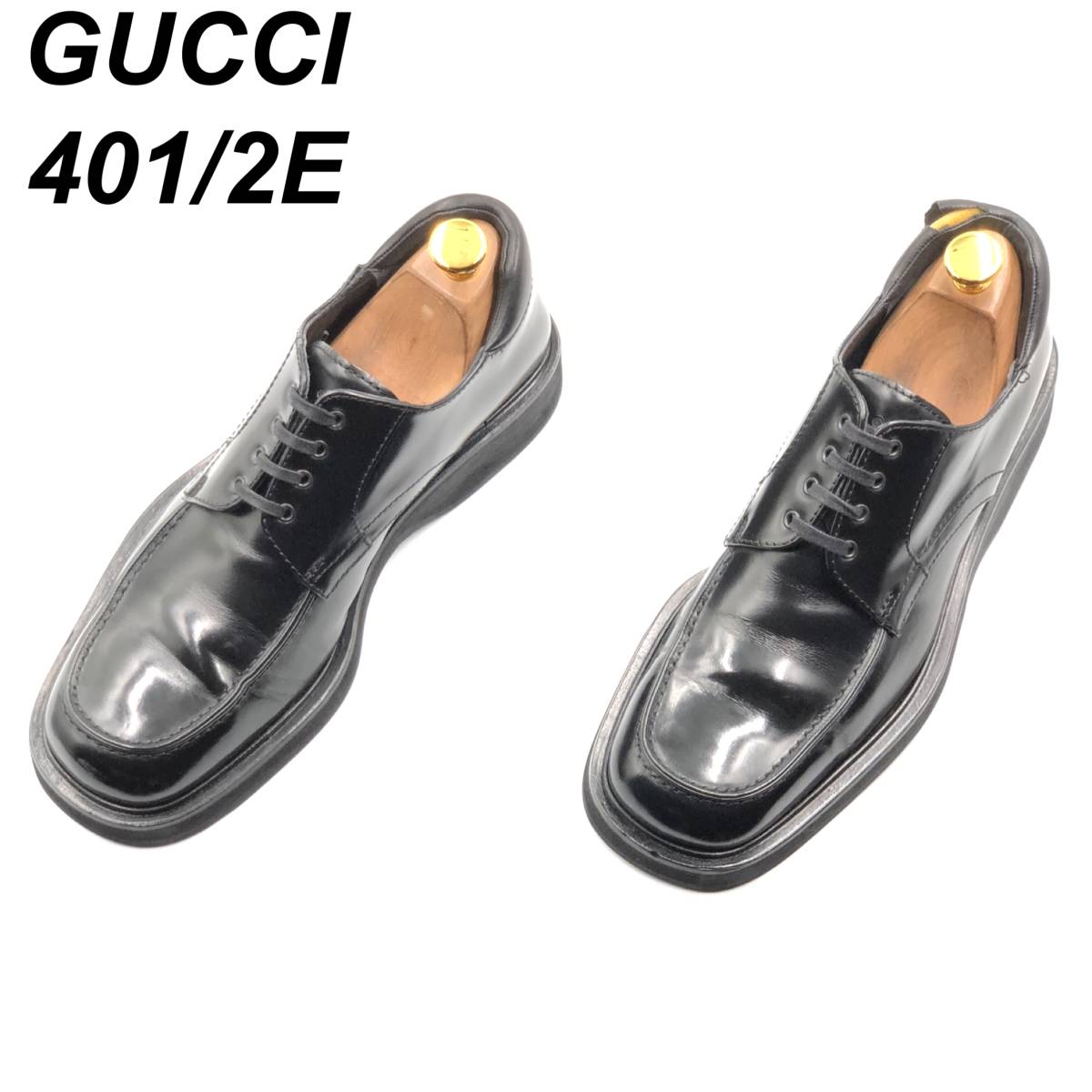 即決 GUCCI グッチ 25.5cm 40.5E 6043 メンズ レザーシューズ Uチップ