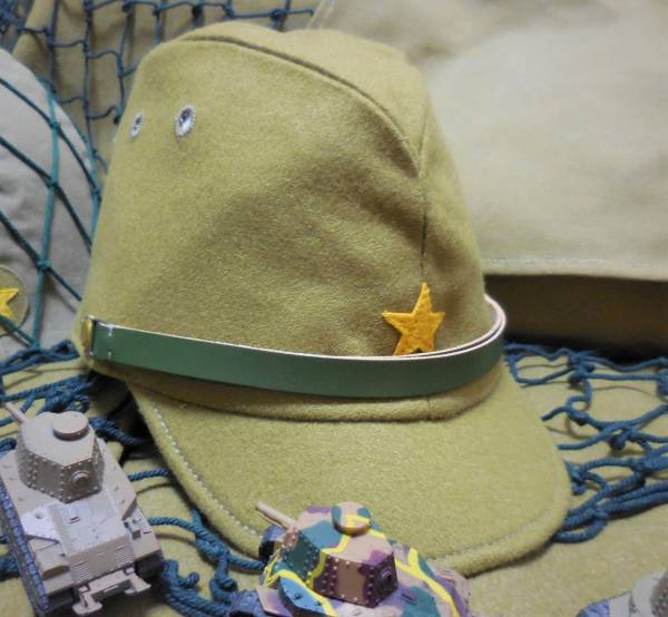 ☆ 日本陸軍 軍用「兵用 戦闘帽(略帽)」初期のカーキ羅紗 官給/貸与