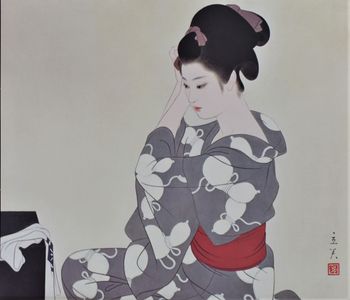 志村立美、【うちかけ】、希少な大判額装用画集より、美品、新品額装付 志村立美、【うちかけ】、希少な大判額装用画集より、美品、新品額装付