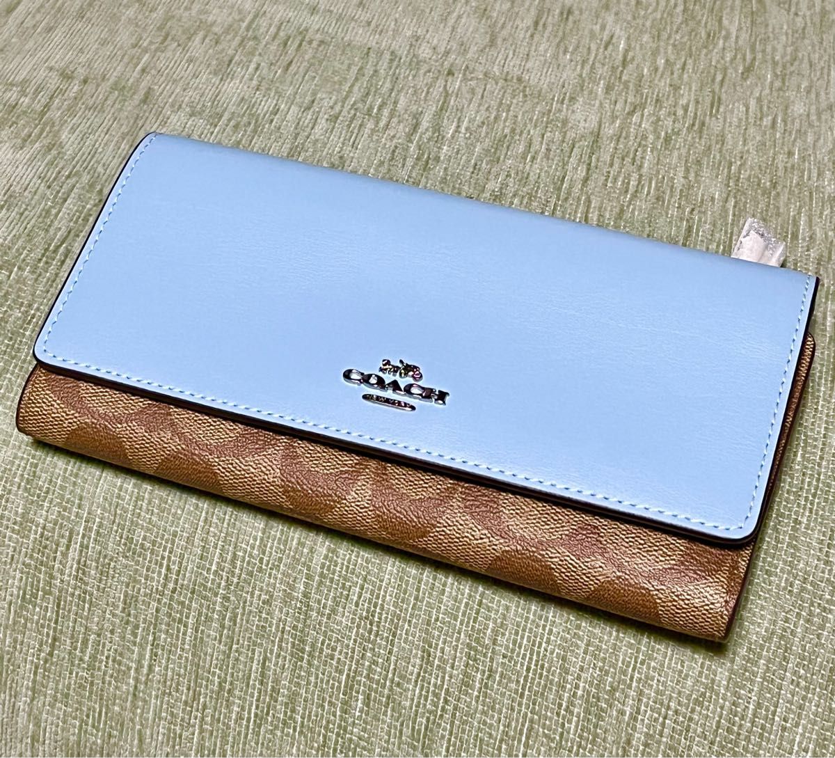 美品)大人気、コーチ、長財布、ラウンドジップ、オールレザー、PVC 