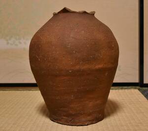 古信楽焼　高級壺　二重縄目桧垣門　希少　レンガ肌　室町時代　15世紀　美術館に出店されていたもの　