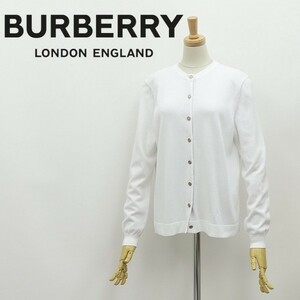 国内正規品◆BURBERRY LONDON バーバリーロンドン ロゴ刺繍 コットン ラウンドネック カーディガン ホワイト 2