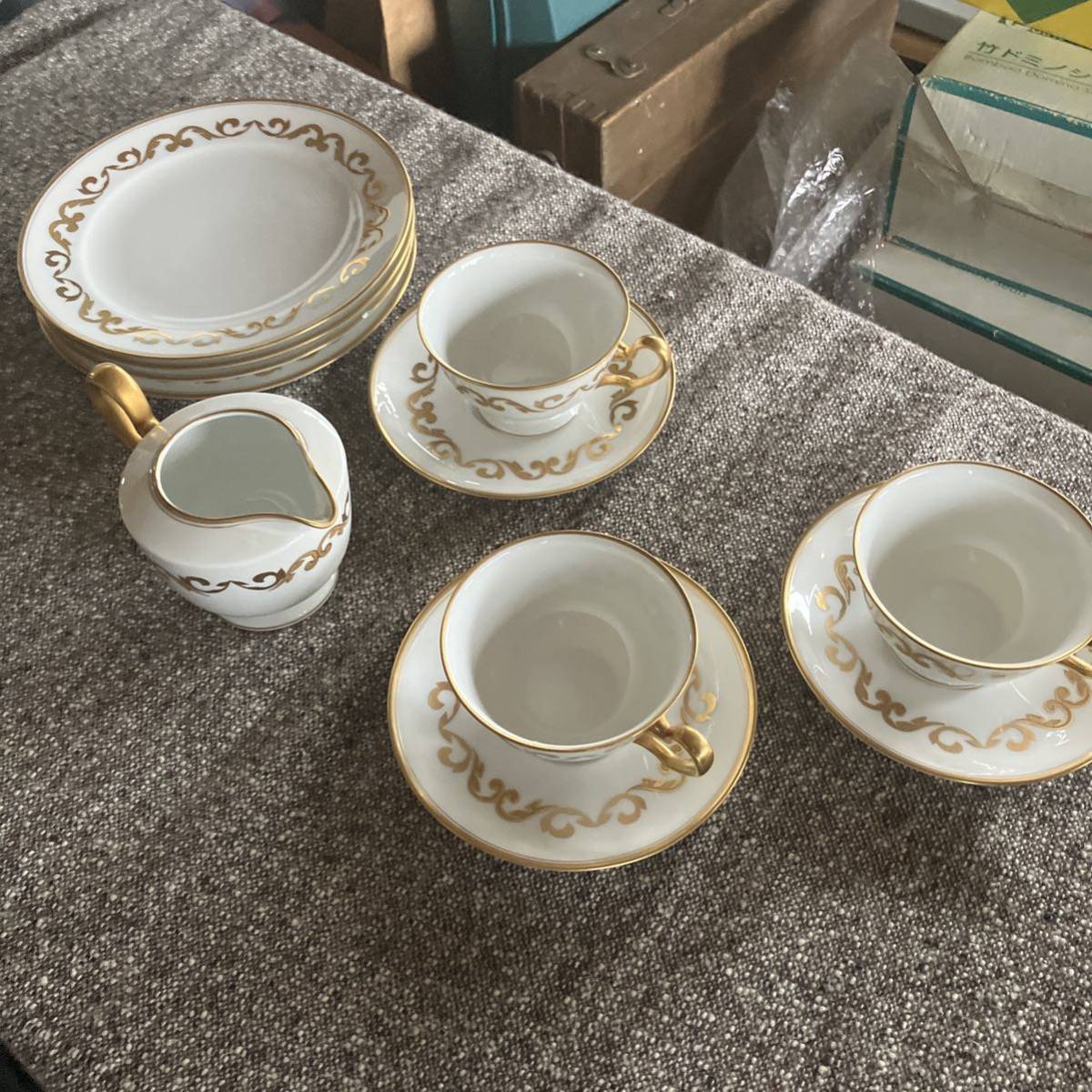 大倉陶園 OKURA GEM-STONE WARE カップ6個 皿6枚 クリーム入れと