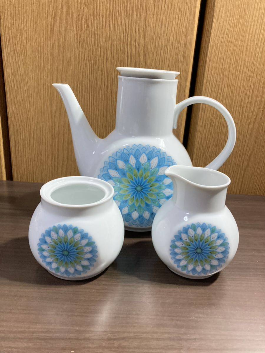ティーポット ノリタケ 草花エンボス ホワイト スタイリッシュ【美品