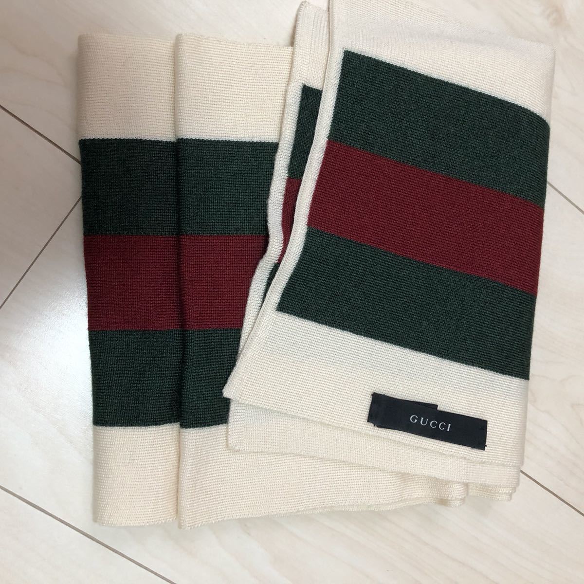 未使用 GUCCI GGパターン シグネチャー ウール マフラー スカーフ