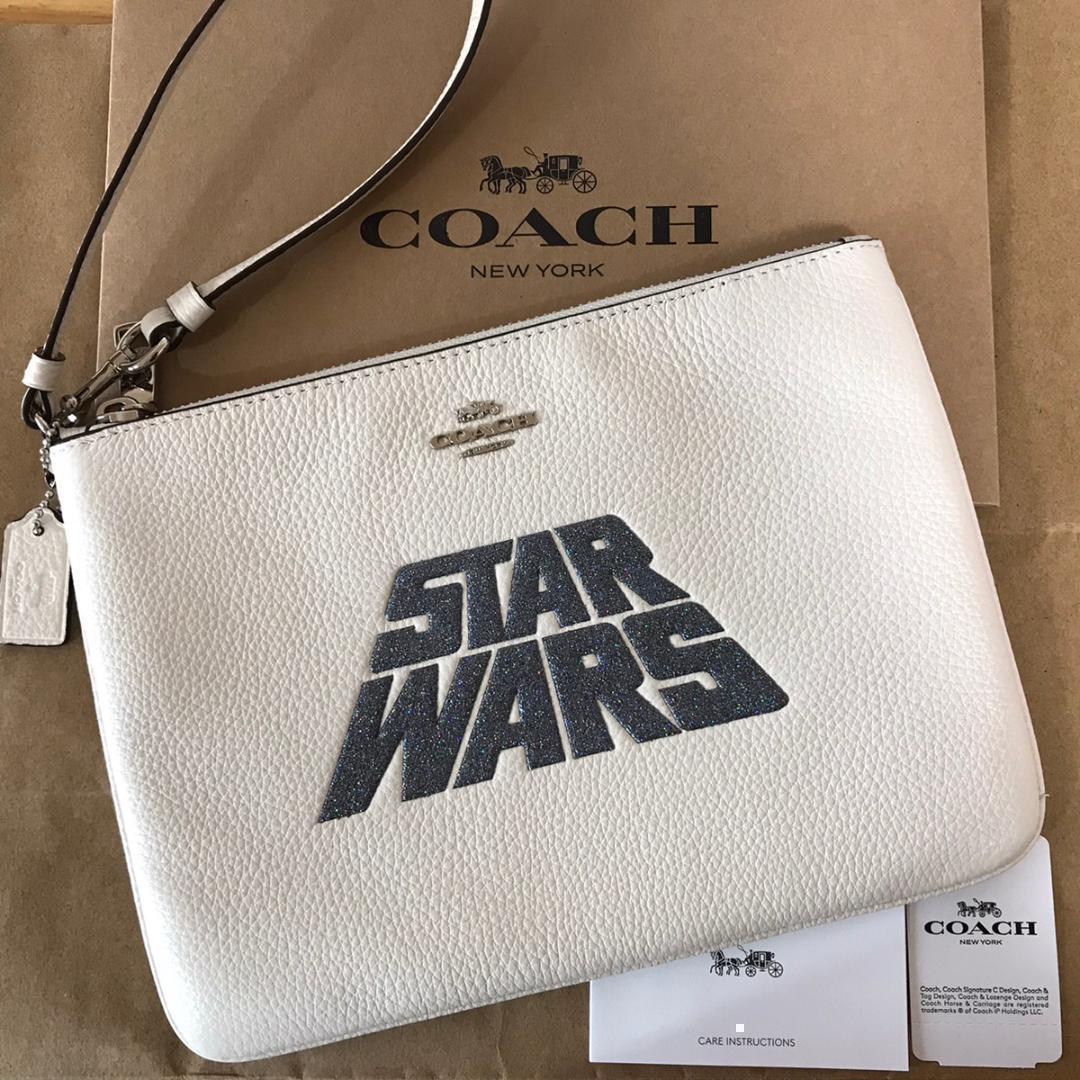 COACH◇SVCAH/スターウォーズ/ショルダーバッグ/レザー/WHT/モノグラム