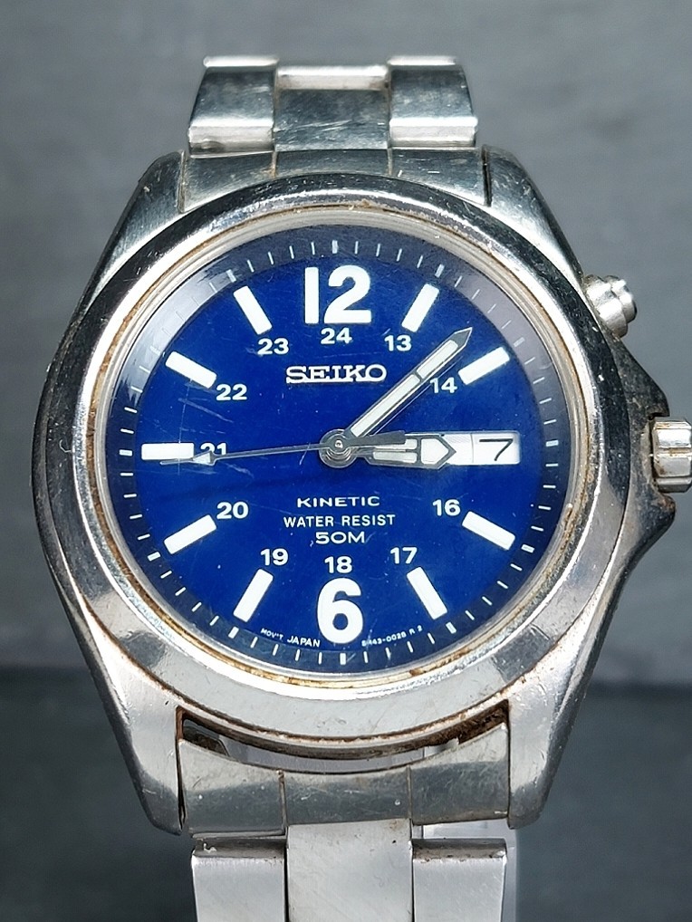 プロモーション 【稼働品】 SEIKO 腕時計 メンズ キネティック 50m 三