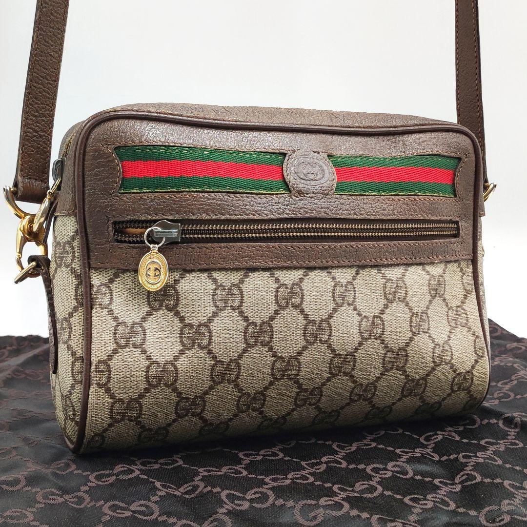 GUCCI グッチ シェリーライン GG柄 PVC ショルダーバッグ オールド