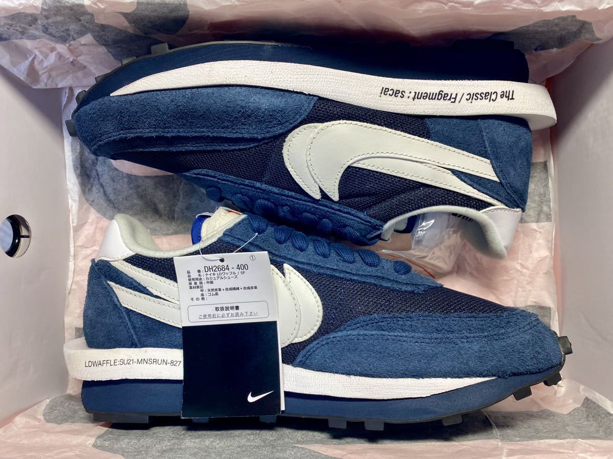 NIKE◇NIKE×sacai×FRAGMENT/ローカットスニーカー/28.5cm/ネイビー 