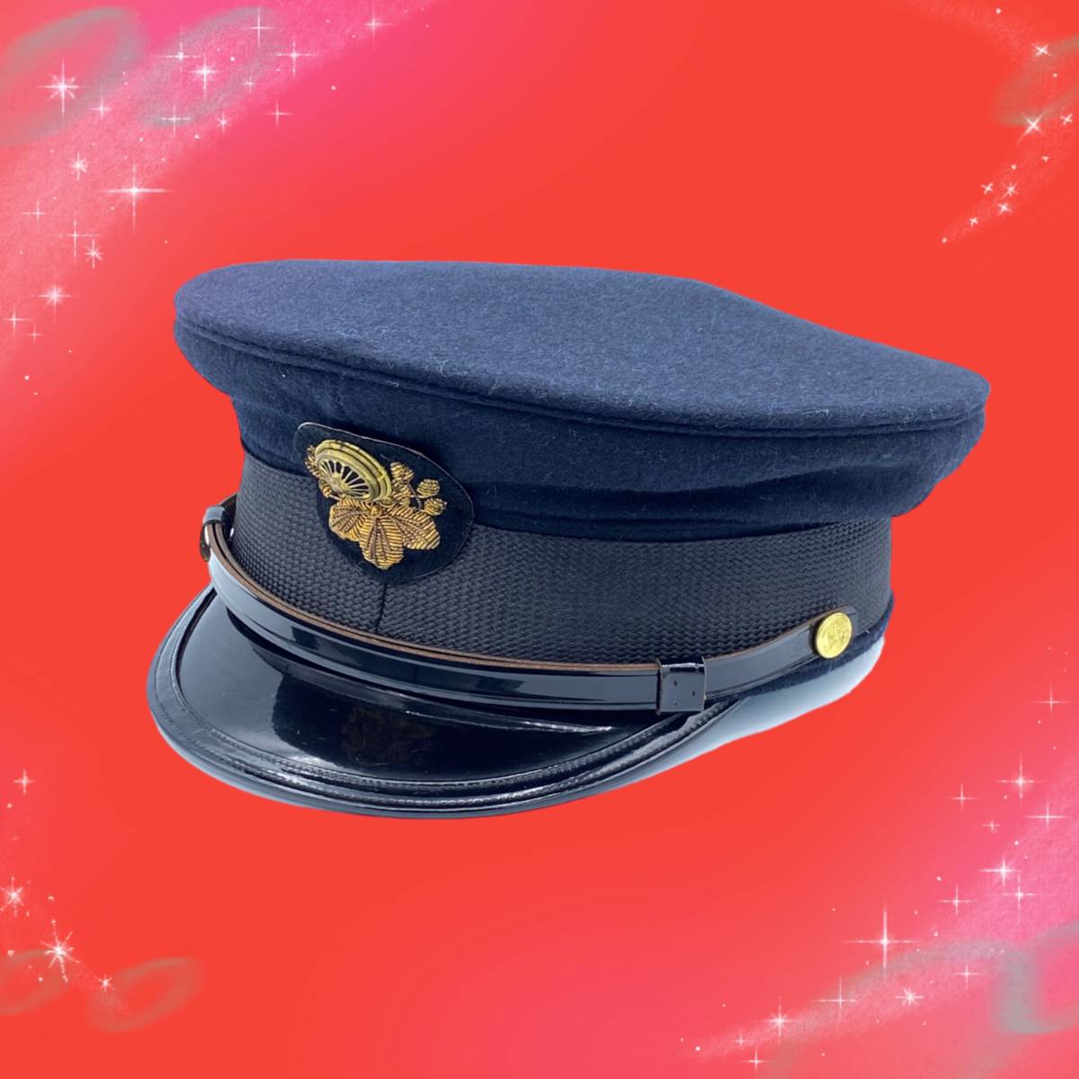 Bana8◇①日本国有鉄道 SL機関士帽 赤タグ 帽子 後ろ調整紐付 制帽 