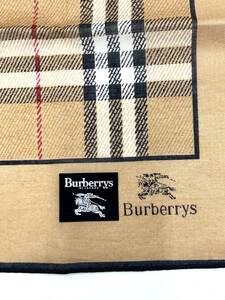 【シール付き未使用品】BERBERRYS　バーバリーズ　ハンカチ　スカーフ　コットン　チェック　騎士刺繍プリント　46×46