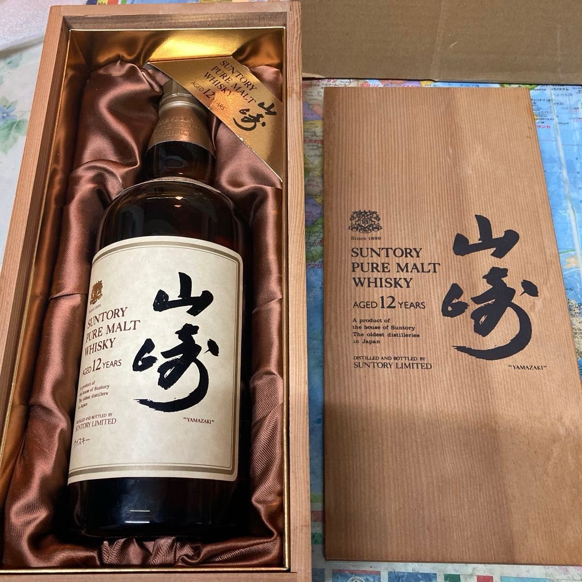 YAMAZAKI 未開栓 山崎12年 サントリー ピュアモルト ウイスキー 木箱付