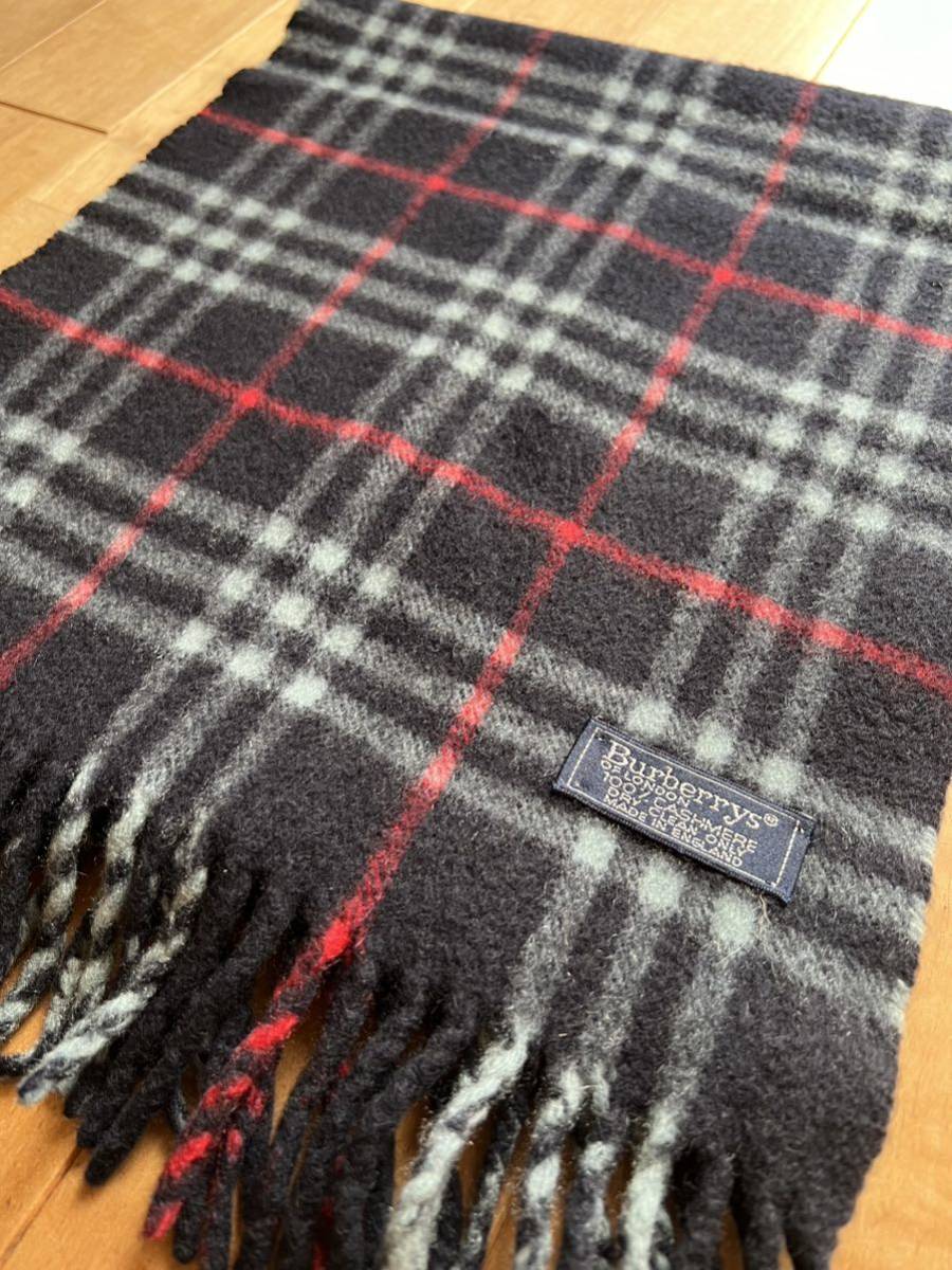 Burberrys バーバリー グレー ノバチェック カシミヤ100 マフラー