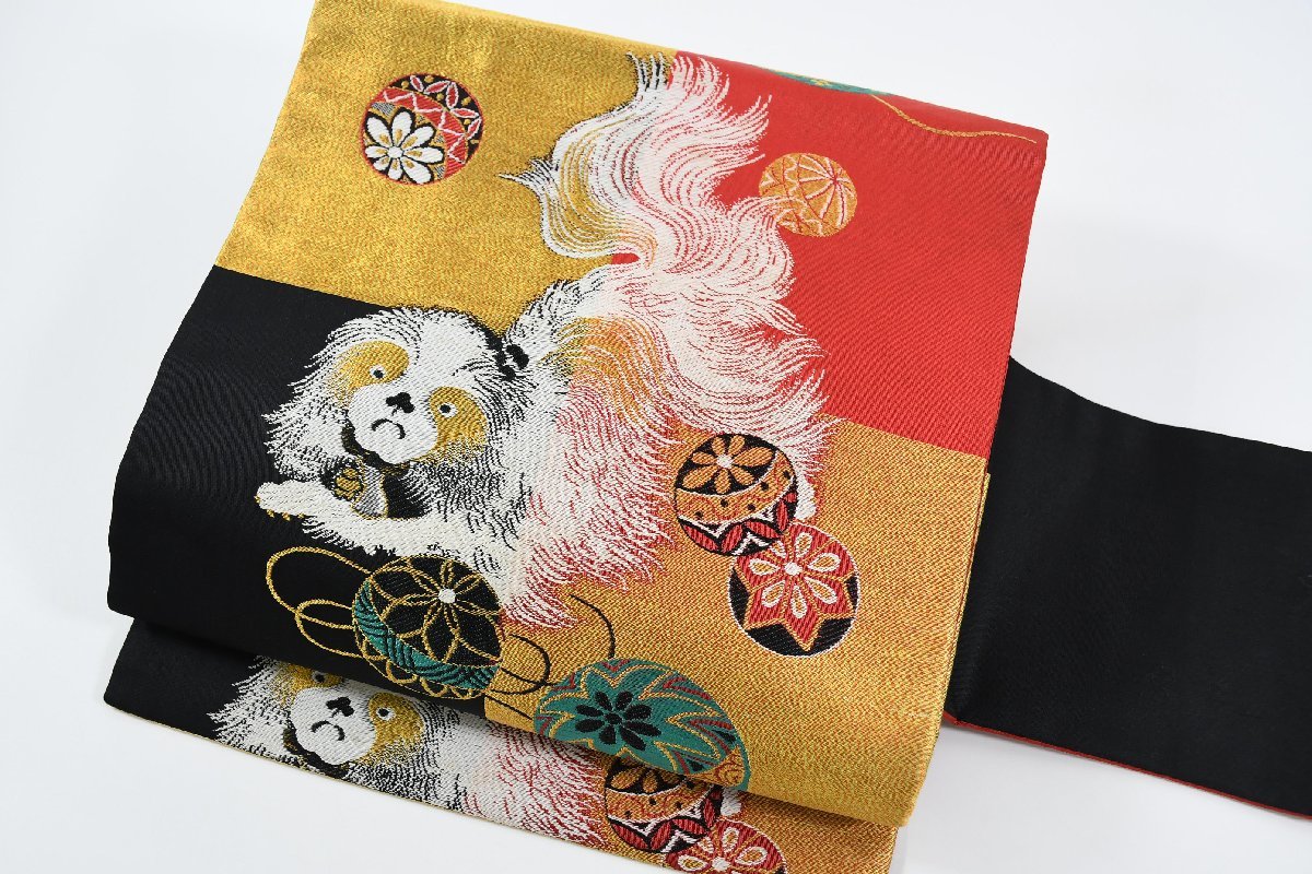 蝶と狆】清春 2560 チン 犬掛け軸