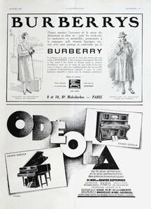 稀少！1930年バーバリー広告/Burberrys/コート/ファッション/ブランド/アールデコ/フレンチ/D