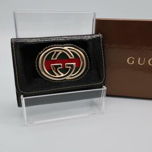 正規品 グッチ Gucci 6連キーケース インターロッキング シェリーライン 箱 カード付き Authentic Mint Black Key Case