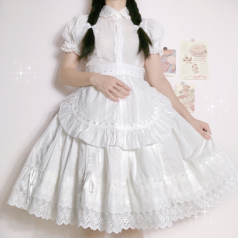 Preview of スカート ロリータ Lolita レディース ロリィタ 刺繍 レース リボン インナースカート パニエ レディース 白 黒 コットン cla系 ゴシック系