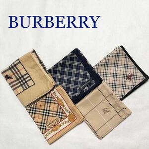 ■美品多数■BURBERRY バーバリー　ハンカチ5枚セット　ノバチェック　ホースマーク