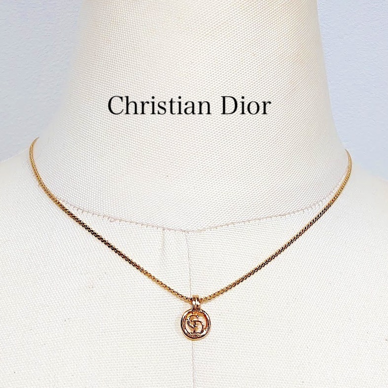 Dior ディオール ネックレス サークルツイスト CDロゴ ロープ ストーン