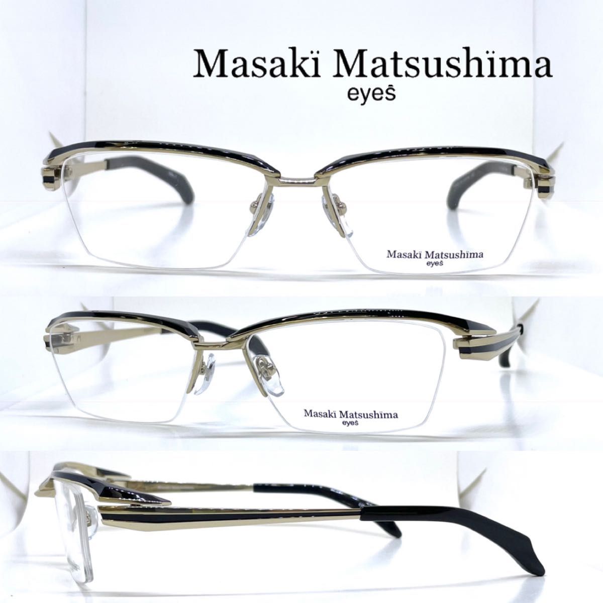 美品 Masaki Matsushi マサキマツシマ メガネ MF-1256 シルバー メタル