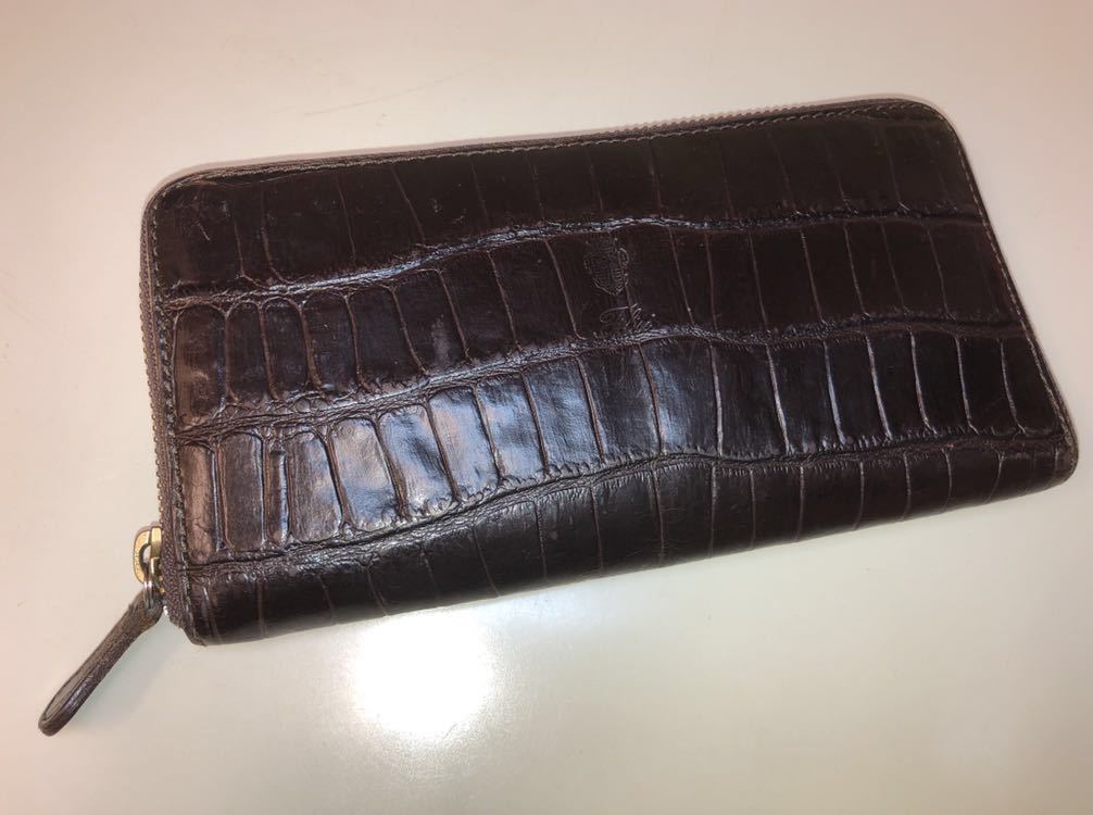 COACH コーチ 長財布 クロコ型押し レザー ラウンドファスナー