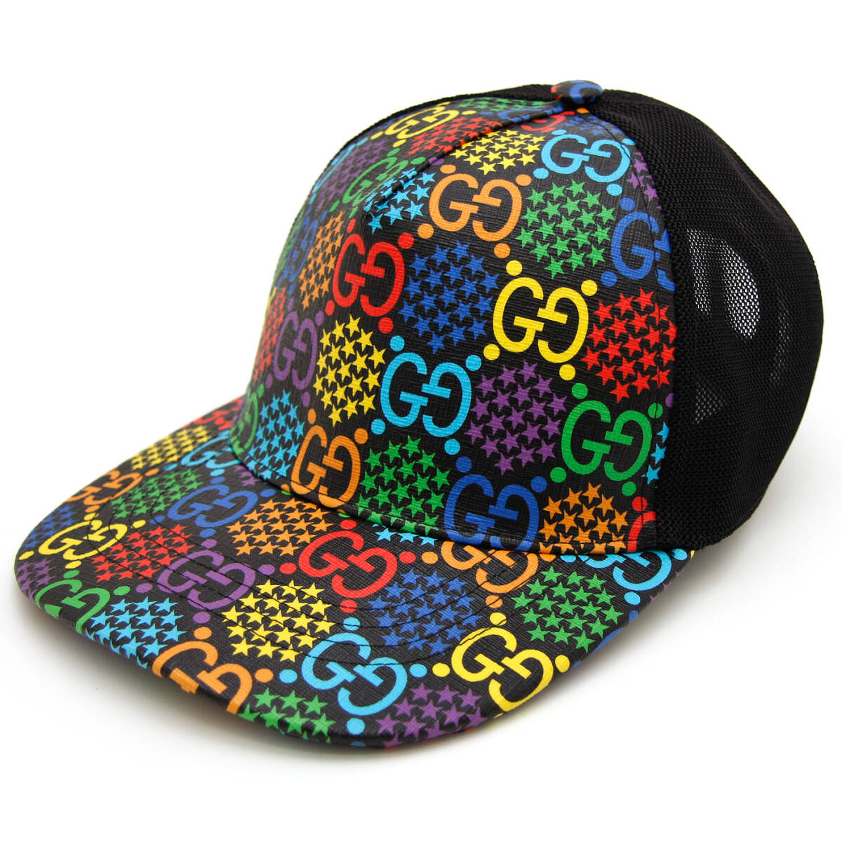GUCCI グッチ GGキャンバス ベースボールキャップ シェリーライン 黒 M