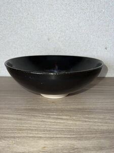 唐物 中国古董品 元代黑釉点彩 直径:20.9cm 高:7.7cm