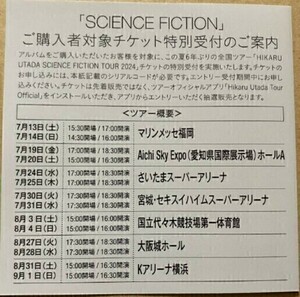 本日通知　宇多田ヒカル SCIENCE FICTION ベストアルバム　シリアルコードのみ　