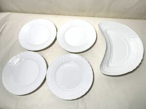美品 リチャードジノリ ベッキオホワイト Richard Ginori 食器 洋食器 白 プレート クレセント 17cm 24cm デザート 小皿 ケーキ 5枚セット