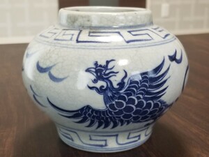 中国美術 鳳凰　陶器　飾り壺　