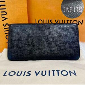 美品 ルイヴィトン LOUIS VUITTON ポルトフォイユ ロン 長財布 タイガ M33402 札入れ 二つ折り 薄型 ウォレット ブラック 黒 メンズ 