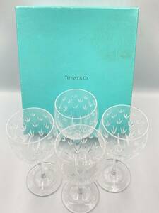 TIFFANY＆Co.　ティファニー　4客セット　グラス　ワイングラス　未使用　箱付き　クリア　セット売り　クリスタルガラス　＊A231＊