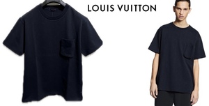 定価162,800円LOUIS VUITTON ルイヴィトン/シグネチャー3D ポケットモノグラム ピケコットン Dark Blue Tシャツ MADEinITALY