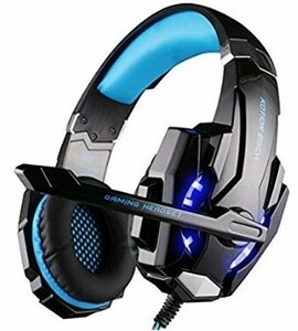 KOTION EACH G9000HEAD SET 3.5mm GAMERS HEAD PHONES WITH MIKE NOTE-PC/TABLET/PHONE/PS4 BLACK BLUE