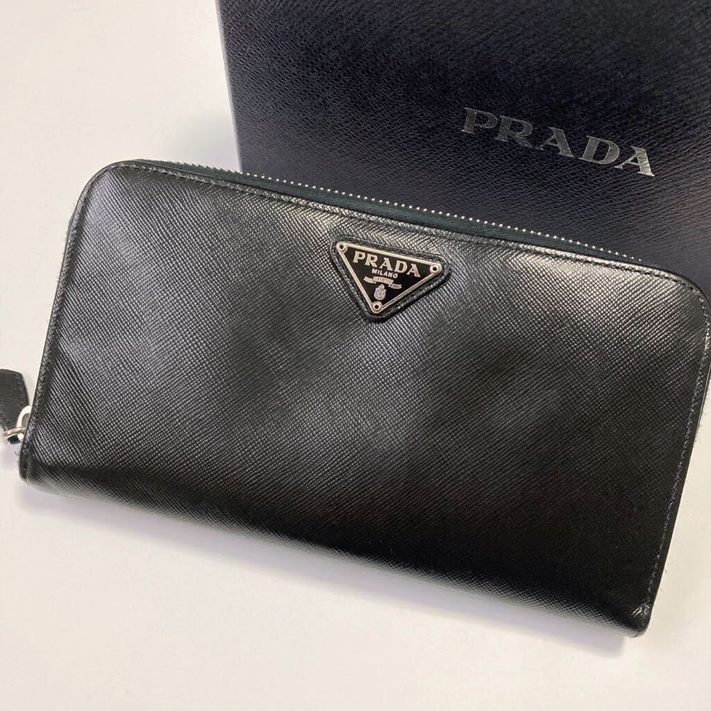PRADA プラダ サフィアーノ ラウンドファスナー 長財布 ブラック