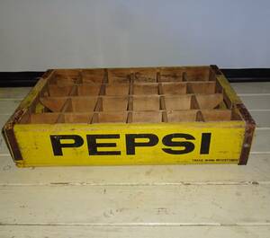 ペプシコーラボトルケース　木製ボトルケース　当時物　ペプシコーラ24本入り木箱　ジャンク　（E）