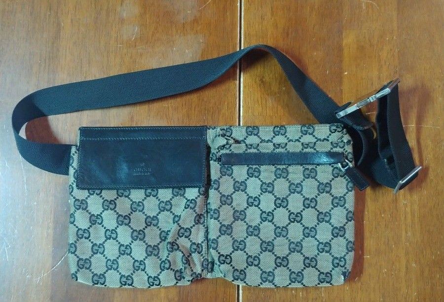GUCCI グッチ GGキャンバス ウエストポーチ ボディバッグ ブラウン